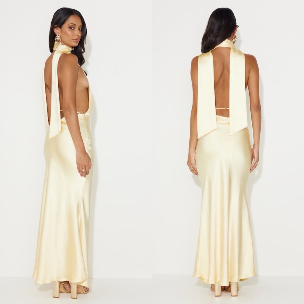 *RESTOCKED* The Andy Yellow Satin Maxi Dress - Picture 9 of 11